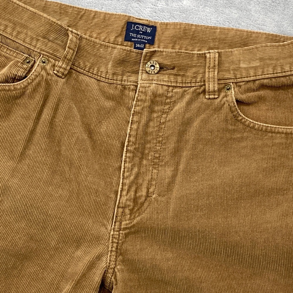 J.Crew The Sutton Corduroy Pants Mens 34x32 Camel Brown Straight Leg A8934